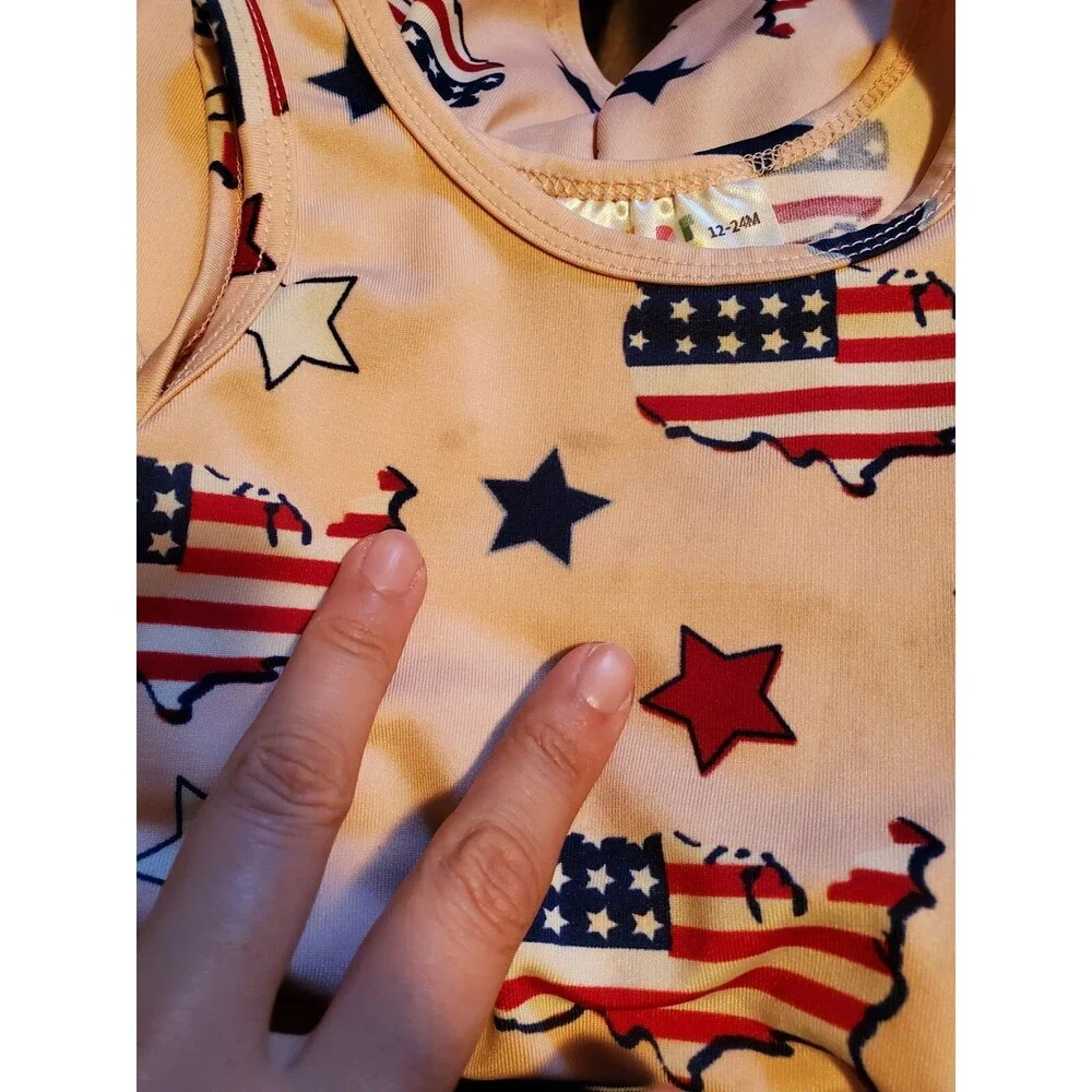 Dot Dot Smile Patriotic Stars and Stripes Sleeveless Tank Dress GUC 12-24M